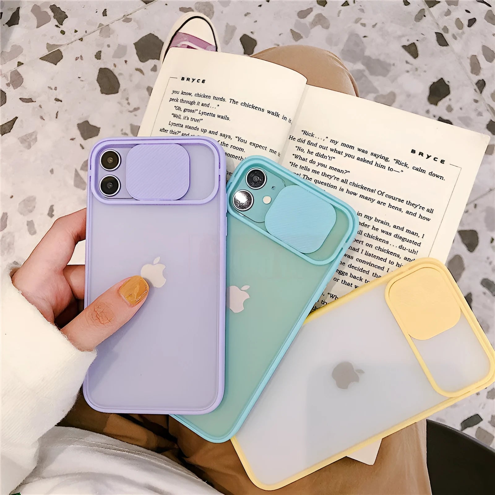 Frosted frame lens silicone phone case for iPhone in multiple pure colours