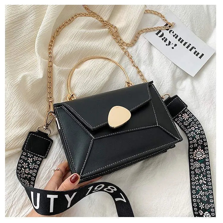 Korean all-match crossbody bag in PU, 20cm wide, 13cm high, 8cm thick, shown in four colour options
