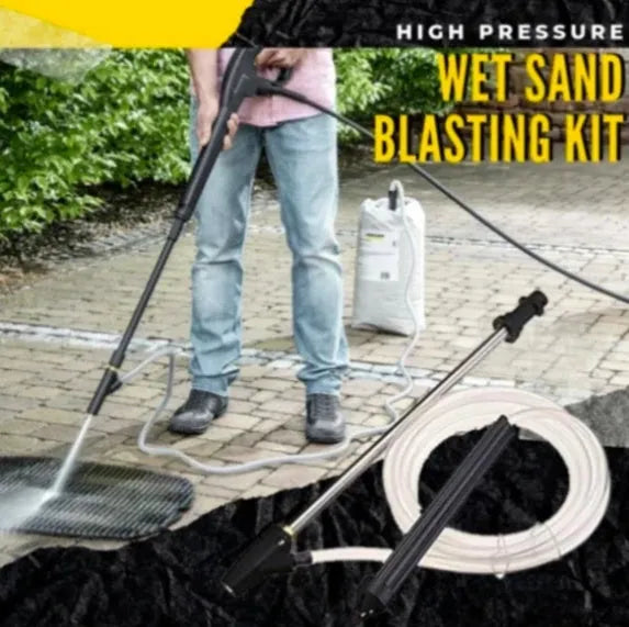 Ceramic high-pressure sandblasting nozzle with stainless steel handle for Karcher K series rust removal.