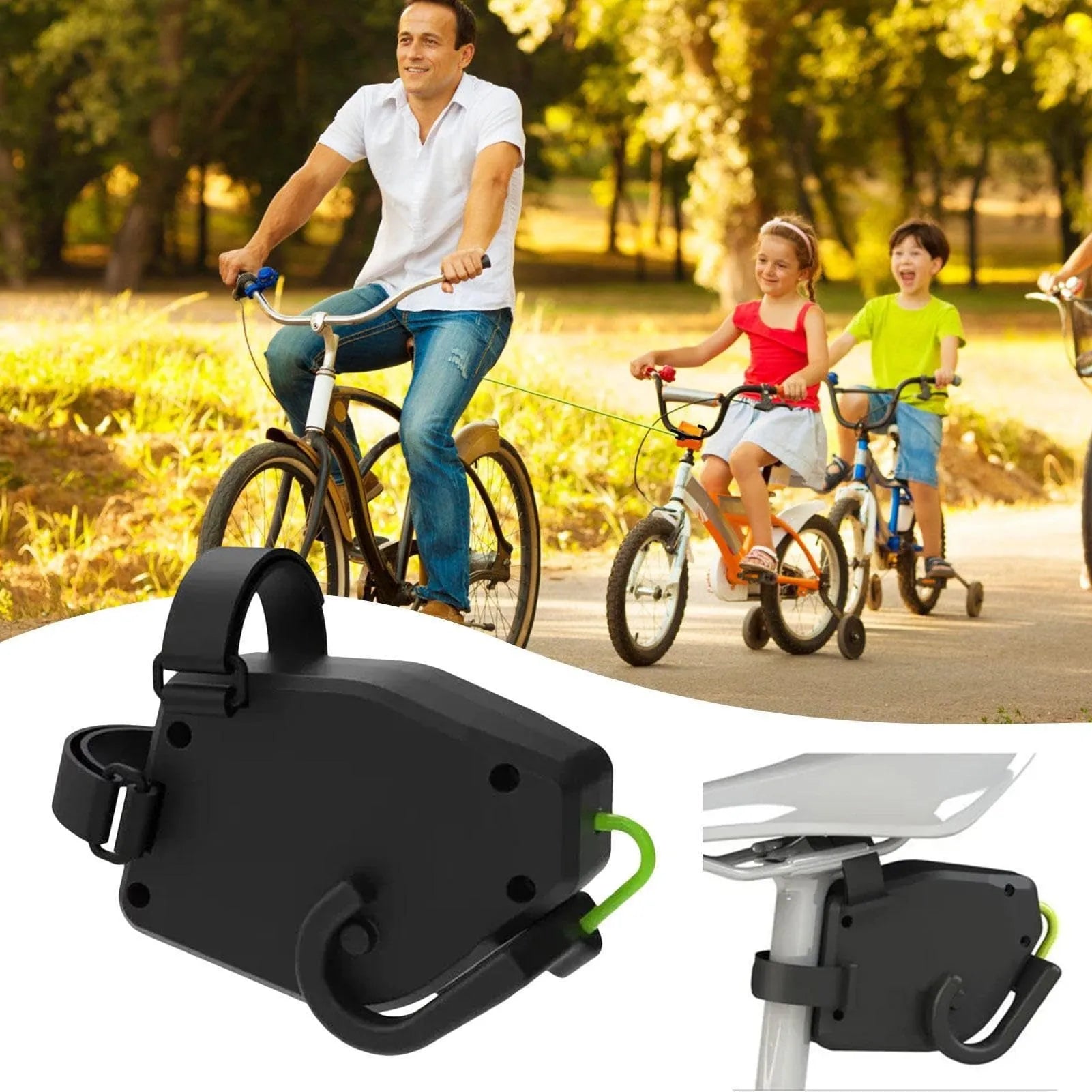 Black plastic/resin bicycle trailer rope for parent-child mountain bike trailer attachment