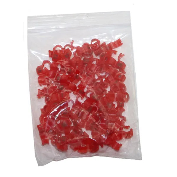 Plastic bird foot split rings in six colours with multiple sizes for bird identification