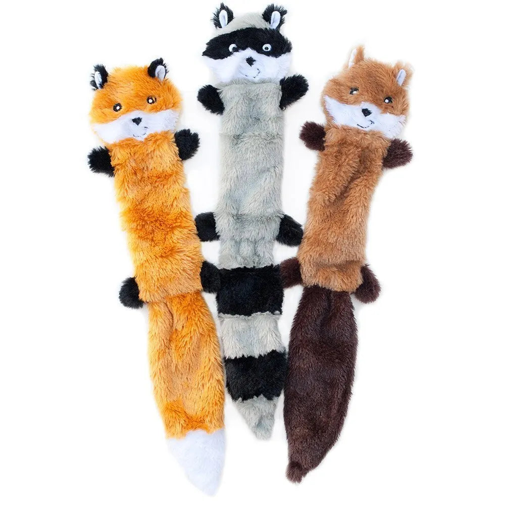 Brown plush dog toy with squeaker on a white background