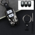 Black zinc alloy car key cover with highlight polish finish protecting a key fob