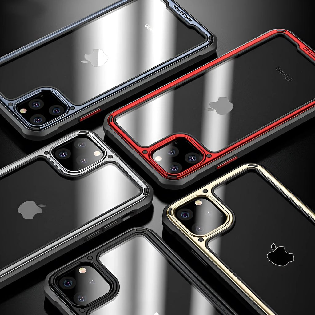 Clear silicone mobile phone case for iPhone 11 showing transparent back design