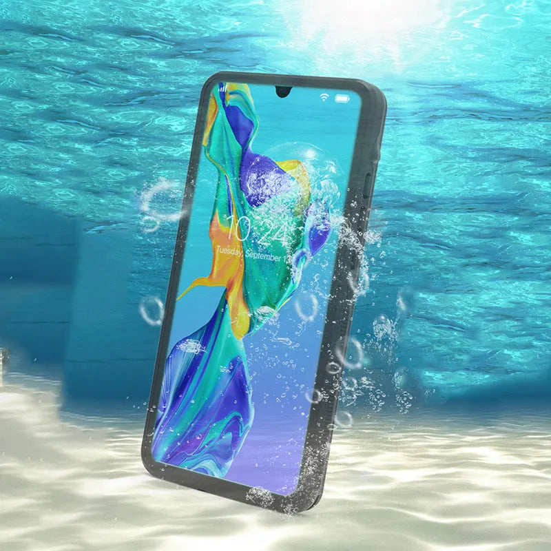 Huawei P30 phone case with wave pattern design in black or grass blue colour