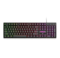 Black USB wired backlit gaming keyboard with frosted keycaps and 1.3 metre cable