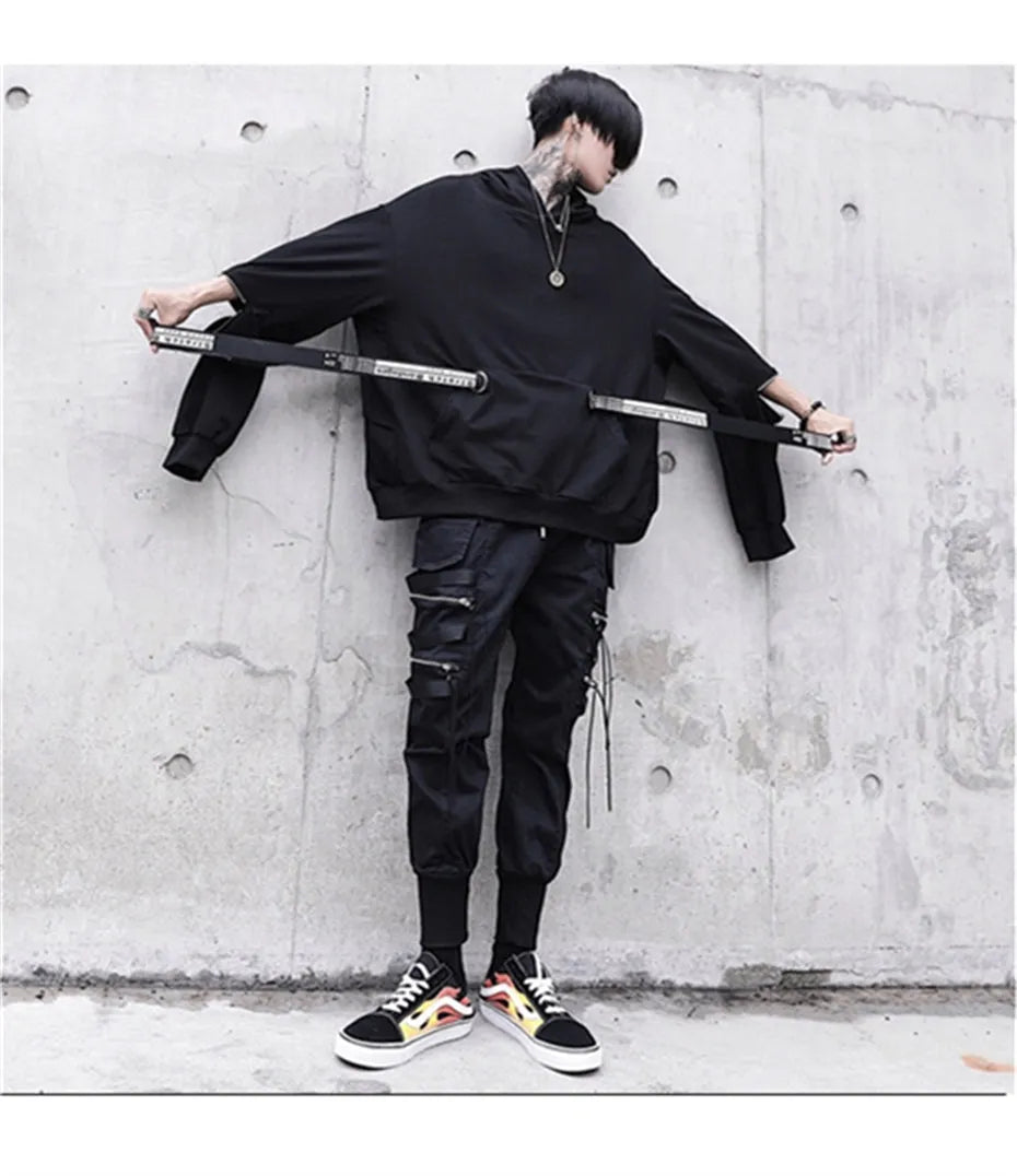Harajuku hip hop loose hoodie sweatshirt in solid colour with long sleeves and hood, sizes M to 3XL