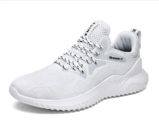 Adult unisex low-top running shoes in red with mesh upper and front strap.