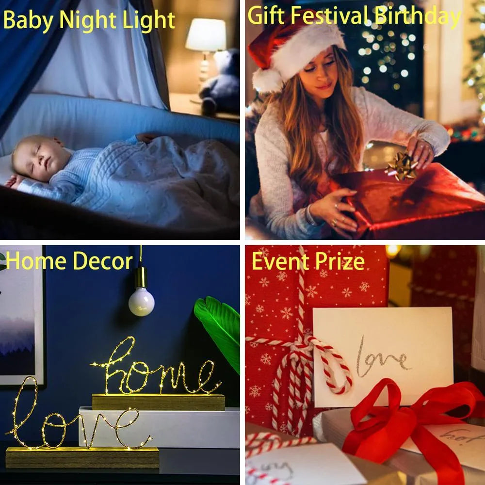 Slim European style acrylic 3D LED night light with colourful illumination on a black base.