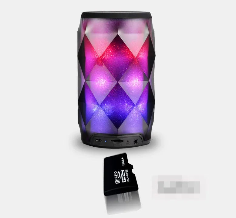 Black crystal diamond-cut Coke can shaped lantern speaker with colourful LED lighting effects