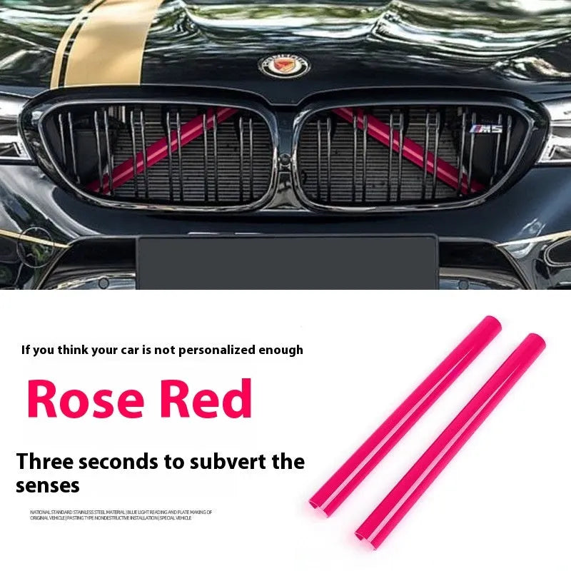 Car water tank horizontal bar middle net decorative strip in PVC with nine colour options showing pair of strips