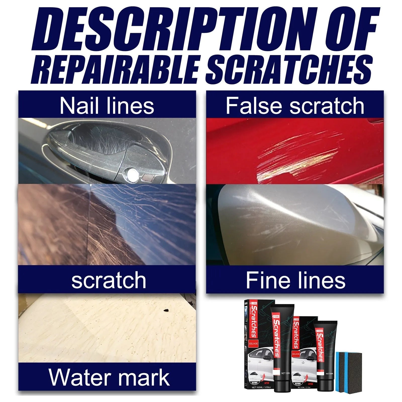 Automotive scratch repair cream tube for paint cleaning and scratch removal