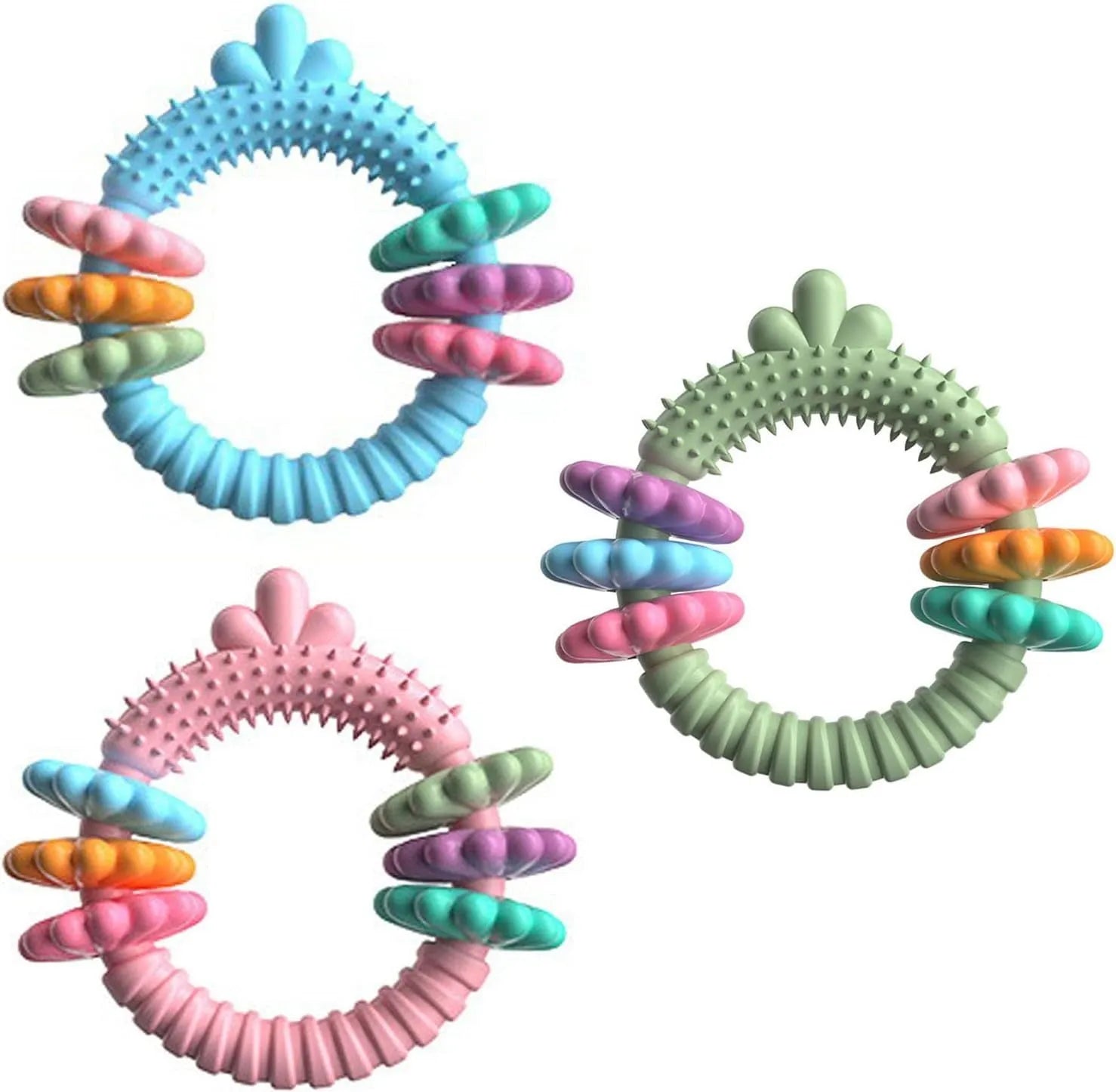 Blue TPR rubber dog chew toy shaped like a molar stick for small dogs.