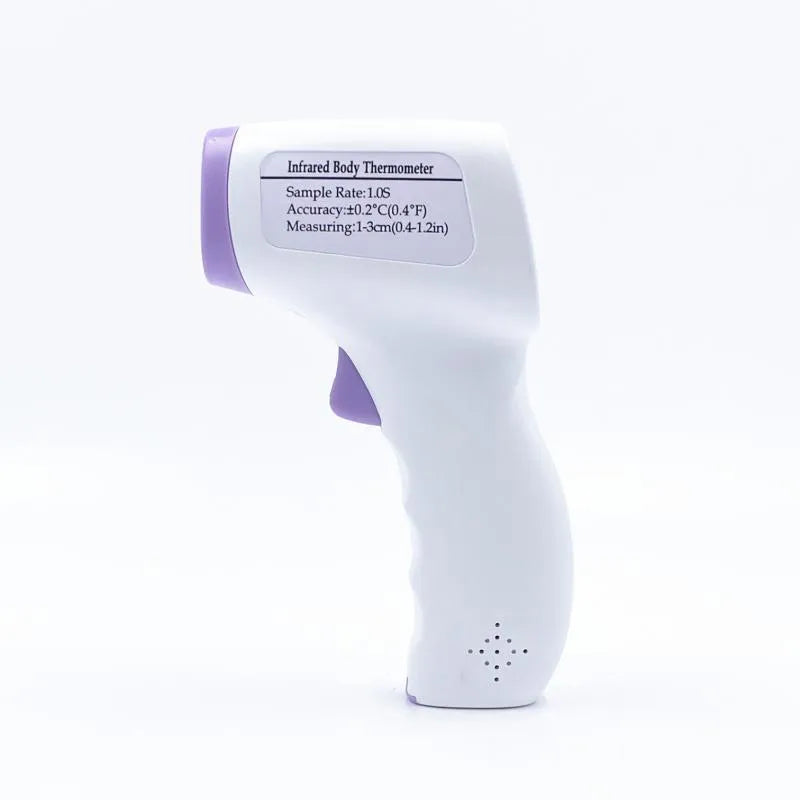 White digital infrared thermometer for non-contact forehead temperature measurement with backlit LCD display