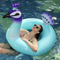 Adult PVC inflatable swimming ring shown with M and L size options and inflated outer diameters 75x75x80cm and 95x100x115cm