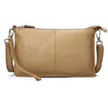 A cowhide lady slant bag in a chosen colour, showing hand and shoulder straps, with dimensions of 24 cm by 14 cm.