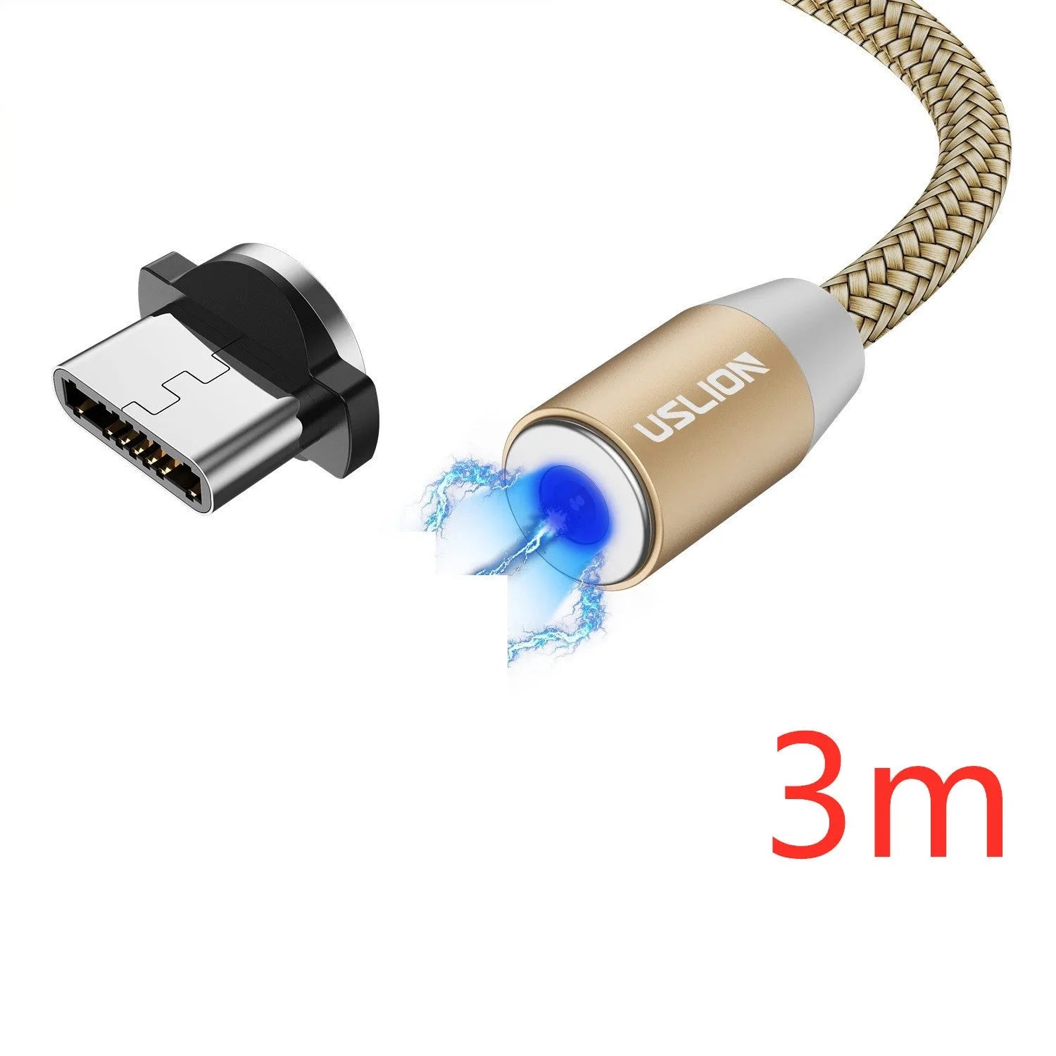USLION circular magnetic charging cable with aluminium alloy housing and LED indicator