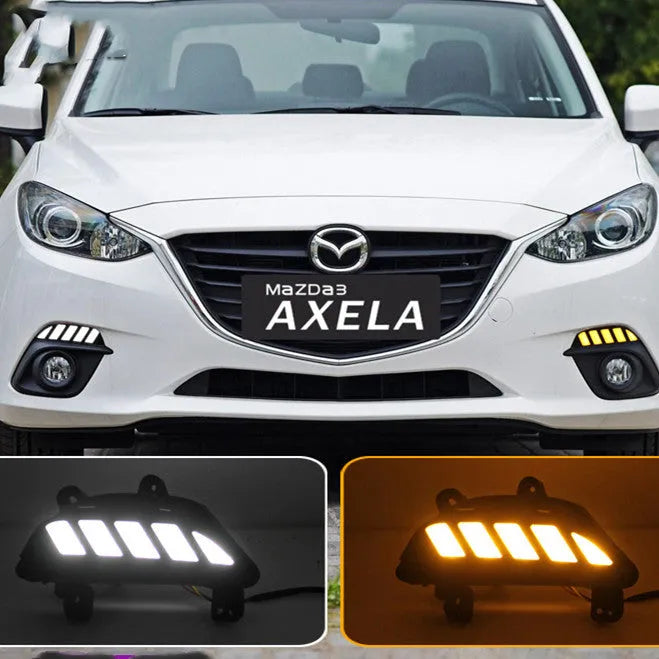 KUST Oncocela LED daytime running light with white and yellow streamer for 14-16 Mazda Enclave front view