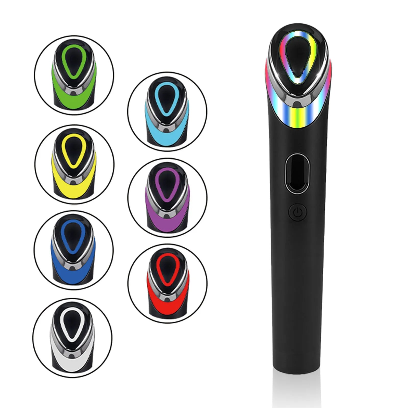 Black seven colour LED light therapy eye massager with vibration function for facial care