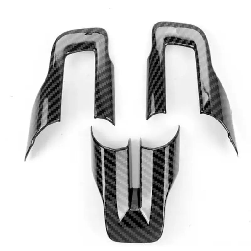 Three-piece carbon fibre pattern steering wheel cover decoration set for car interior
