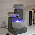 Modern desktop fountain humidifier hand painted resin waterscape light grey 25x21x43cm