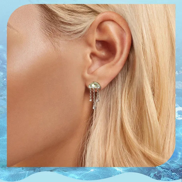 Original colourful jellyfish tassel stud earrings in 925 silver for women
