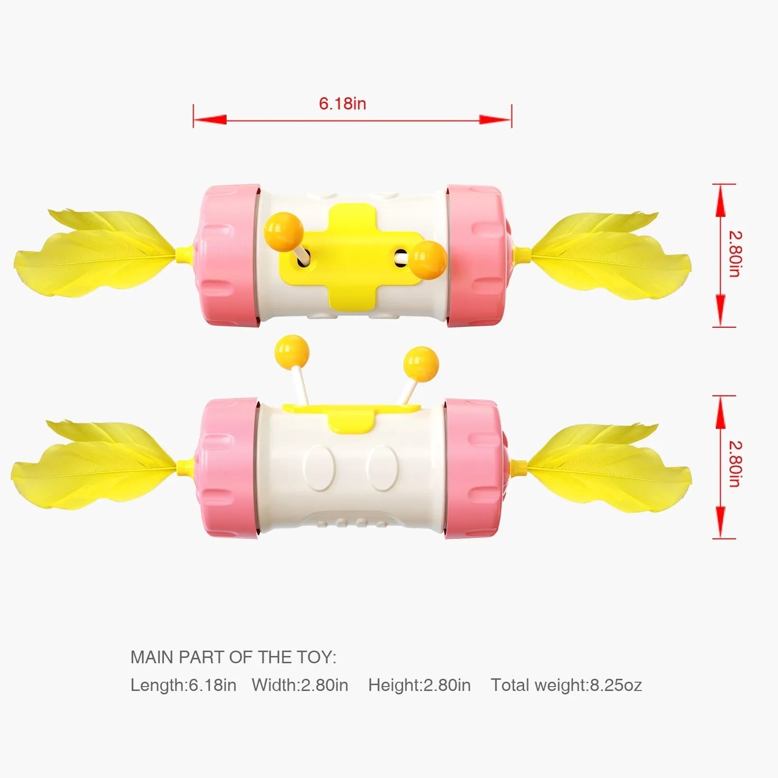 Cat toy set with stick pole, feather ball, and puzzle toy in assorted colours