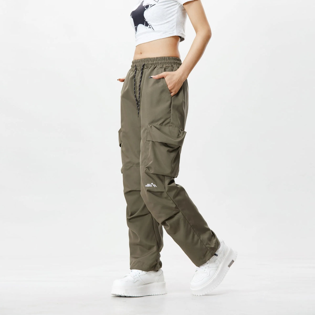 Mountain retro workwear waterproof trousers in black, gray green, or khaki, mid waist, sizes M to 4XL