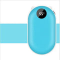 Rechargeable mini hand warmer power bank with digital display in various colours including rose gold and blue