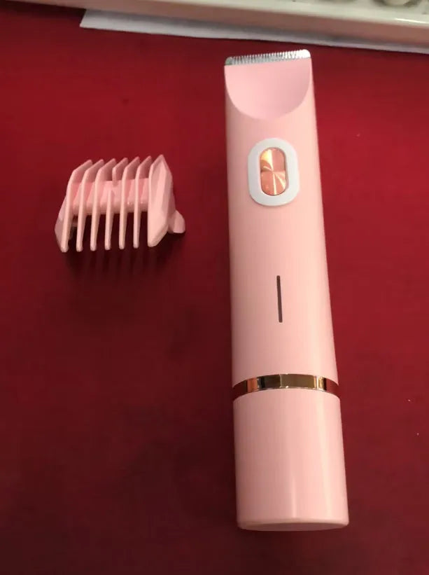 Pink women's electric hair remover with double head design for body grooming