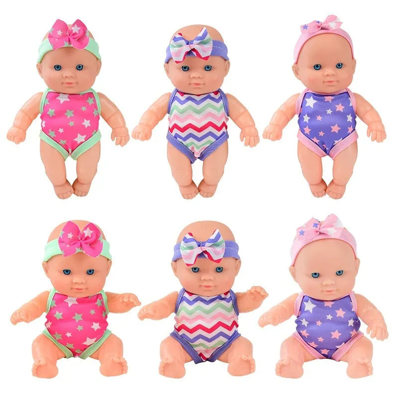 21.5cm tall simulation baby vinyl figurine doll in display box with six colour variant options