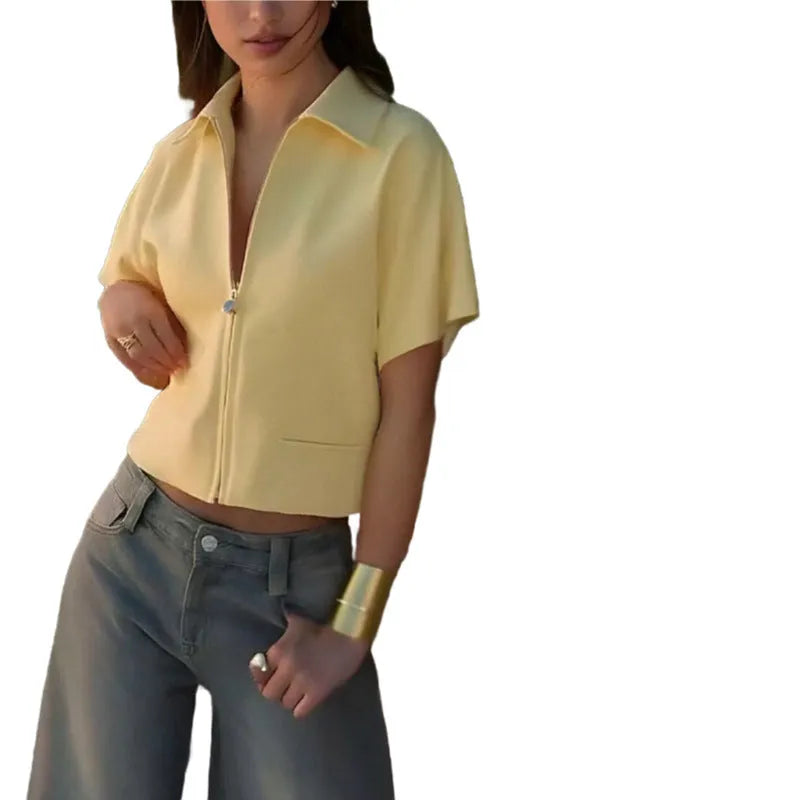 Damascus loose casual top in black, white, or yellow colour with short sleeves