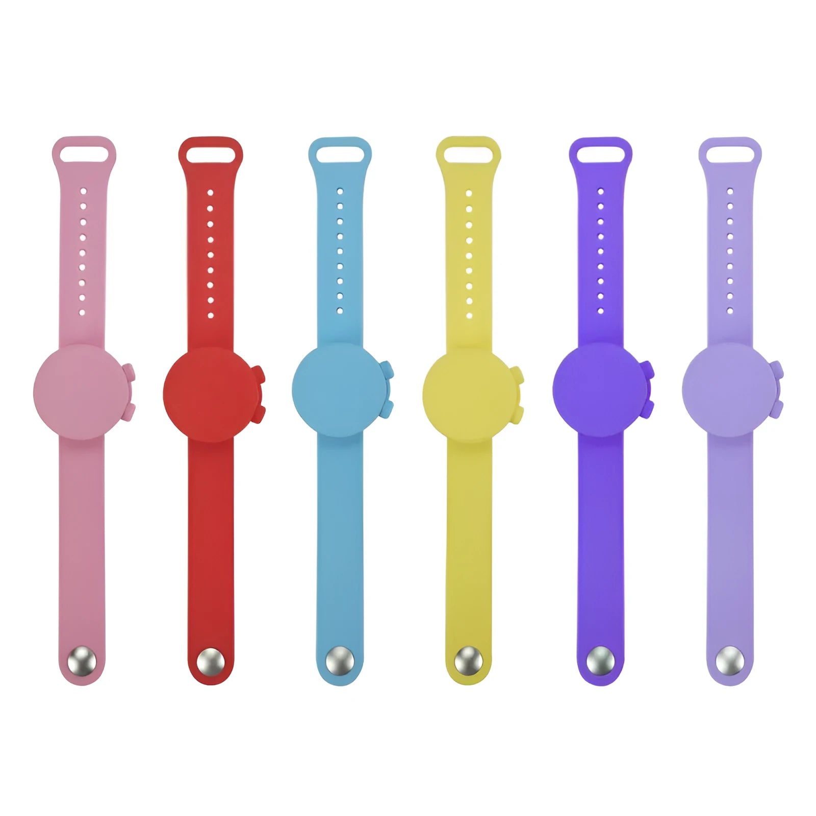Unisex silicone disinfectant bracelet in multiple colours on a neutral background