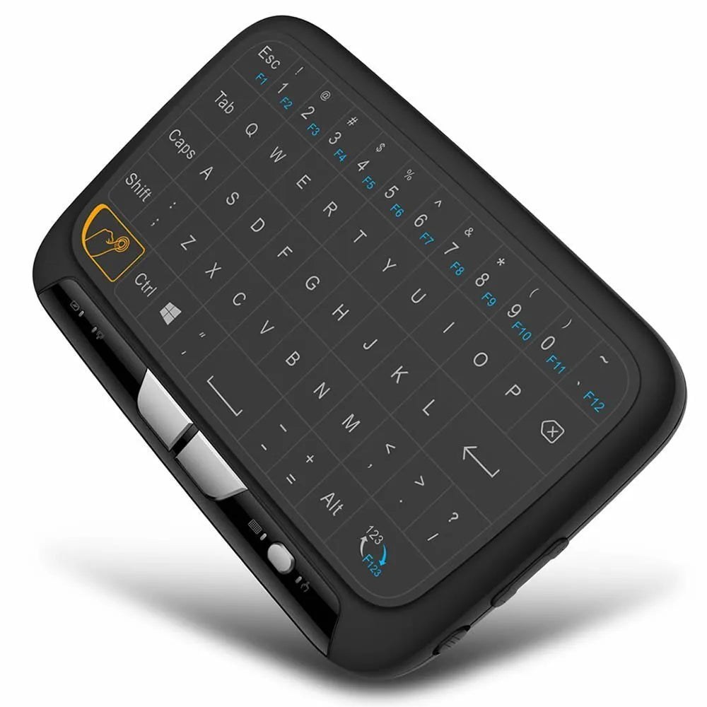 Mini H18 wireless keyboard with touchpad and 2.4GHz USB dongle in black