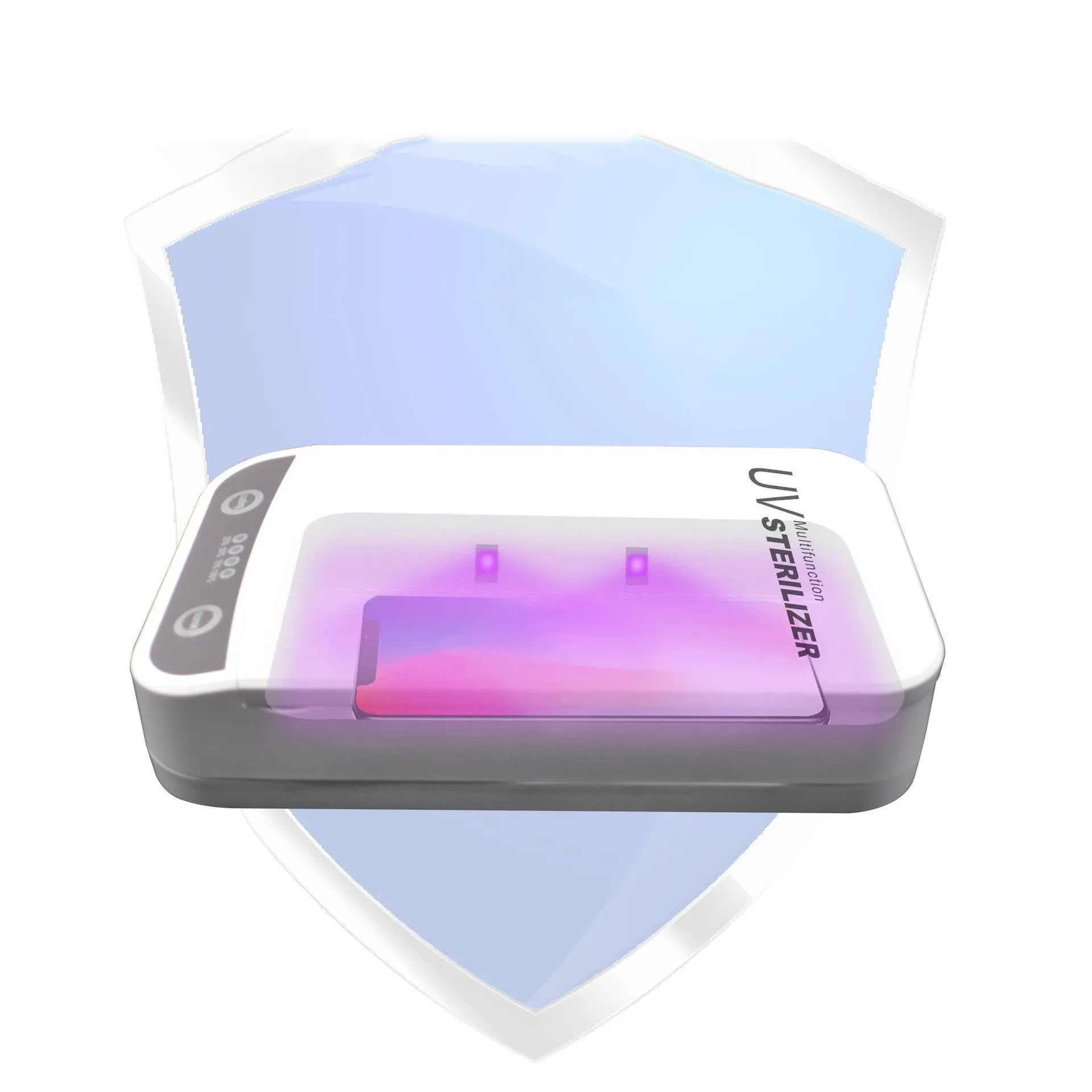A UV disinfection box with internal light, sized for a 6.5-inch mobile phone.