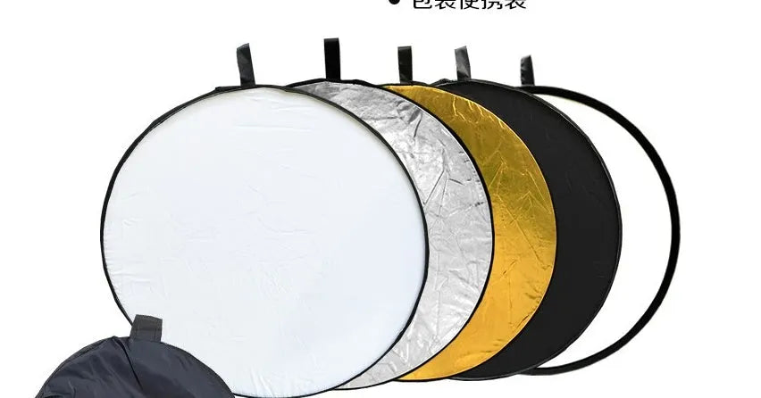 5-in-1 folding reflector 110cm with gold silver white black and soft-light surfaces for studio fill light