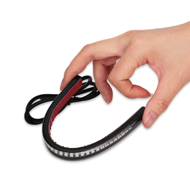 Universal flexible 48 SMD LED motorcycle tail brake turn signal light strip with red and amber LEDs