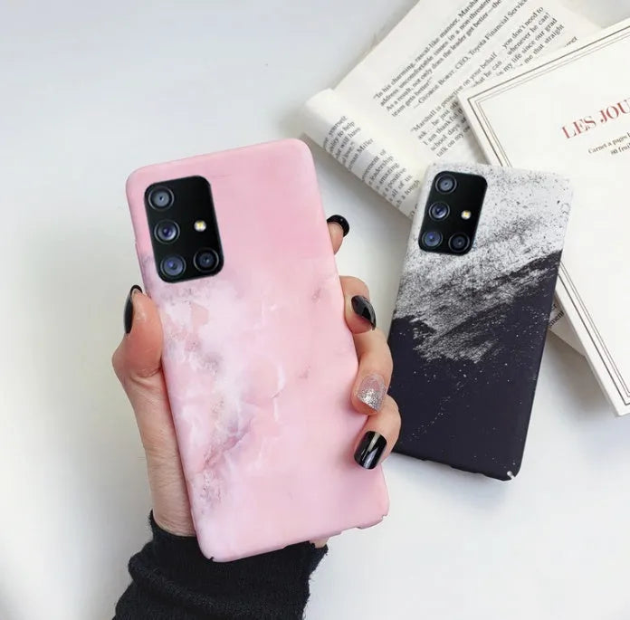 Frosted marble PC phone case for Samsung Galaxy, black white colour option