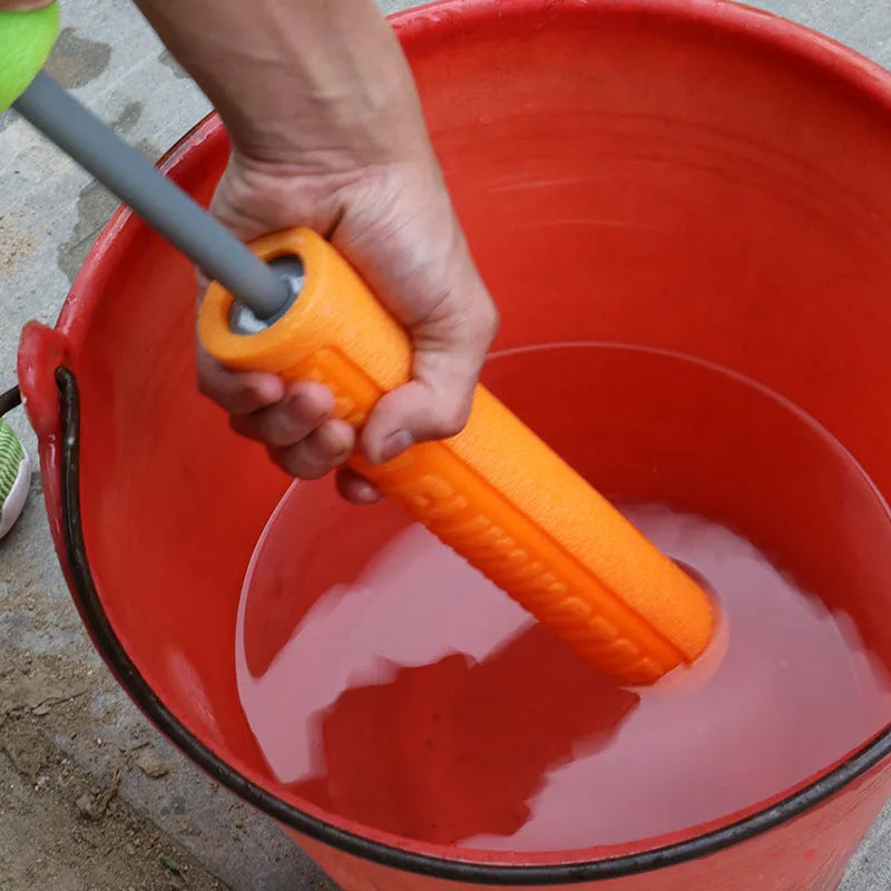 Orange EVA foam and plastic water blaster for children, shown with foam handle and long barrel.