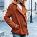 Women's loose lapel fluffy button-front winter coat cardigan in multiple colours