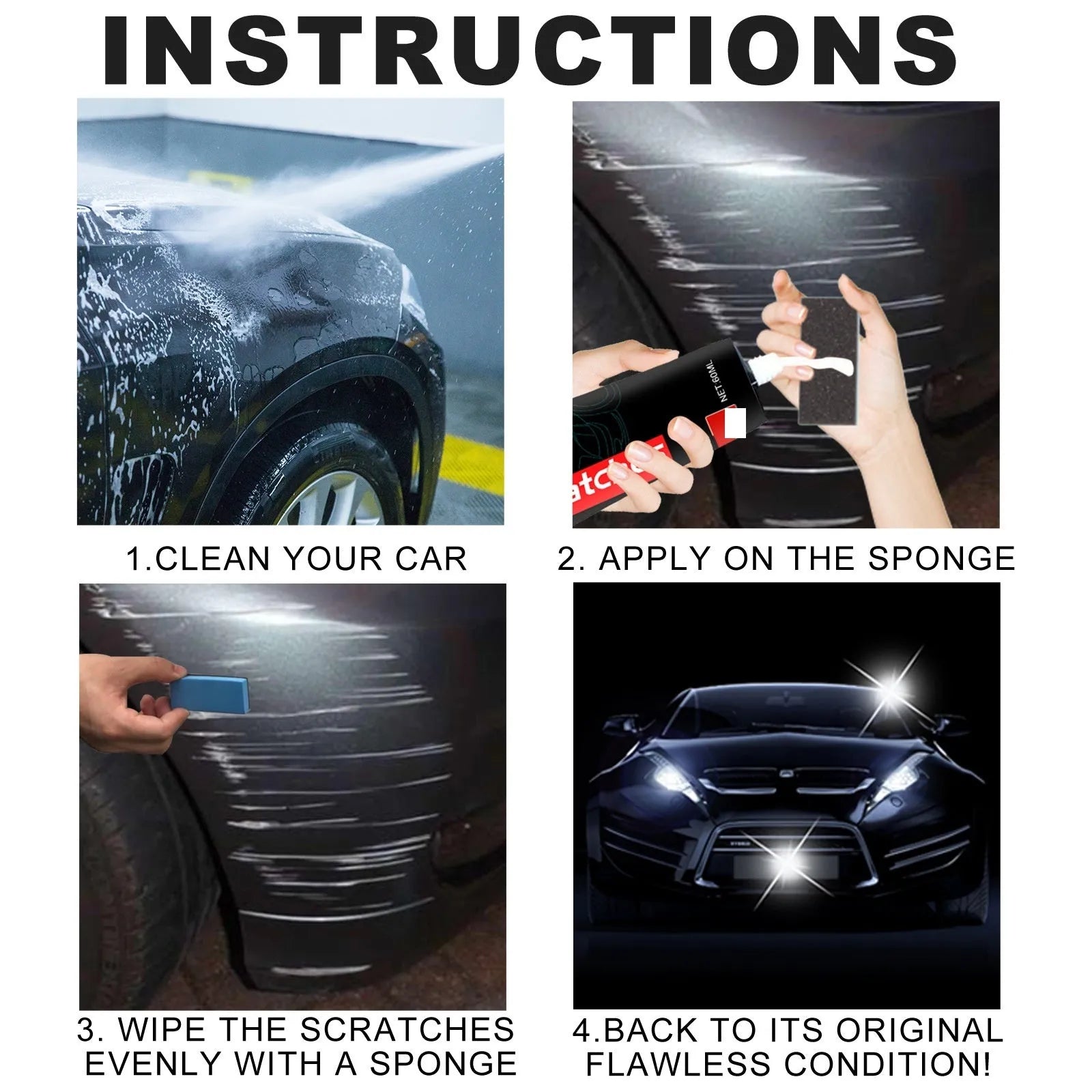 Automotive scratch repair cream tube for paint cleaning and scratch removal