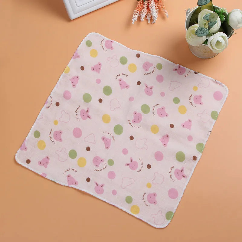 Pure cotton baby gauze saliva towel in double layer or four layer style, sizes 20cm 25cm 26cm 29cm