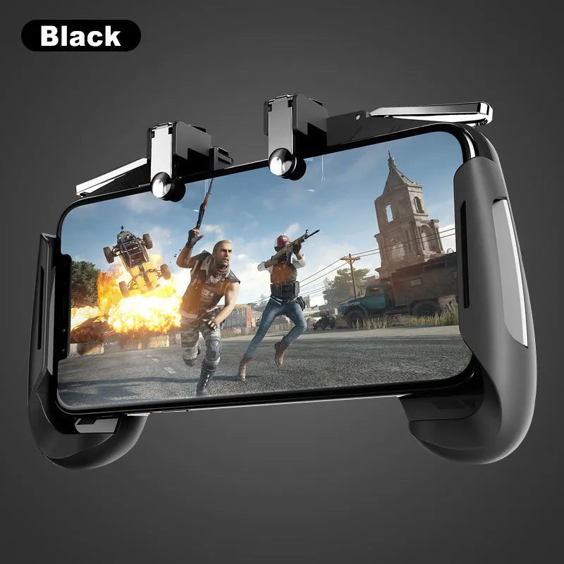 AK16 extendable mobile game controller in black, white, and red blue colour options, showing L1R1 triggers.