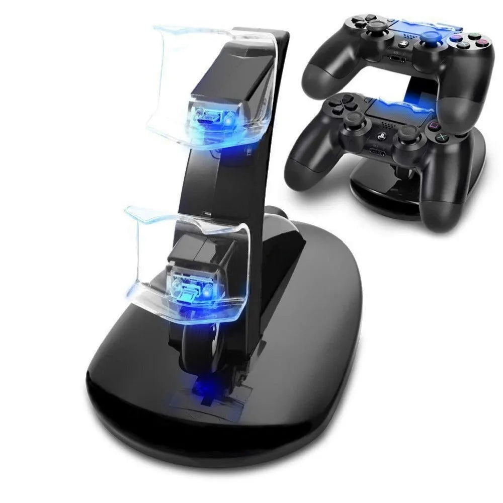 Black Xbox One dual controller charging station showing two gamepads docked.
