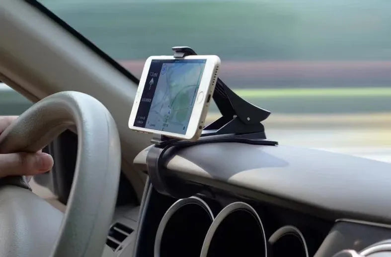 Black G-40 car bracket for mobile phone, shown for steering wheel, instrument panel, or workbench use