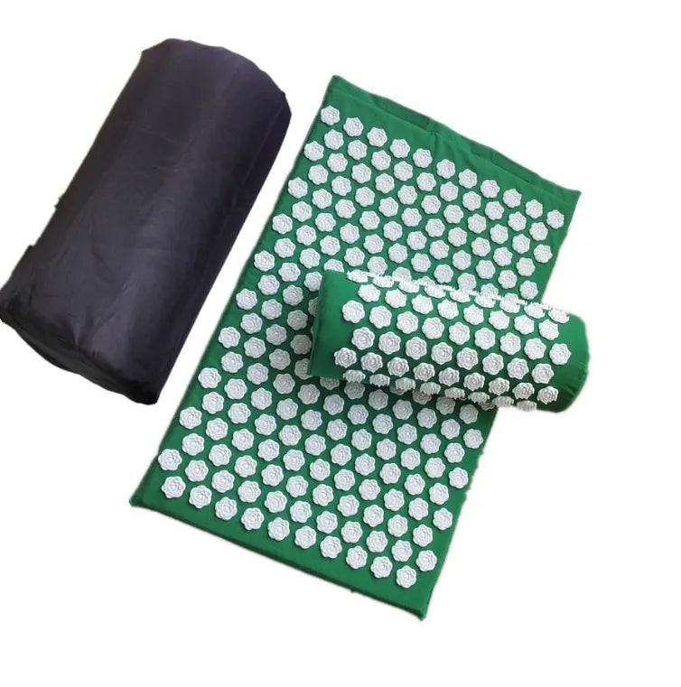 Lotus-shaped acupressure mat set with pillow in cotton cloth