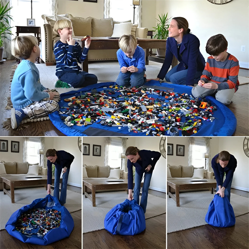 Large waterproof nylon toy storage bag in blue, size 1.5m, with OPP packaging