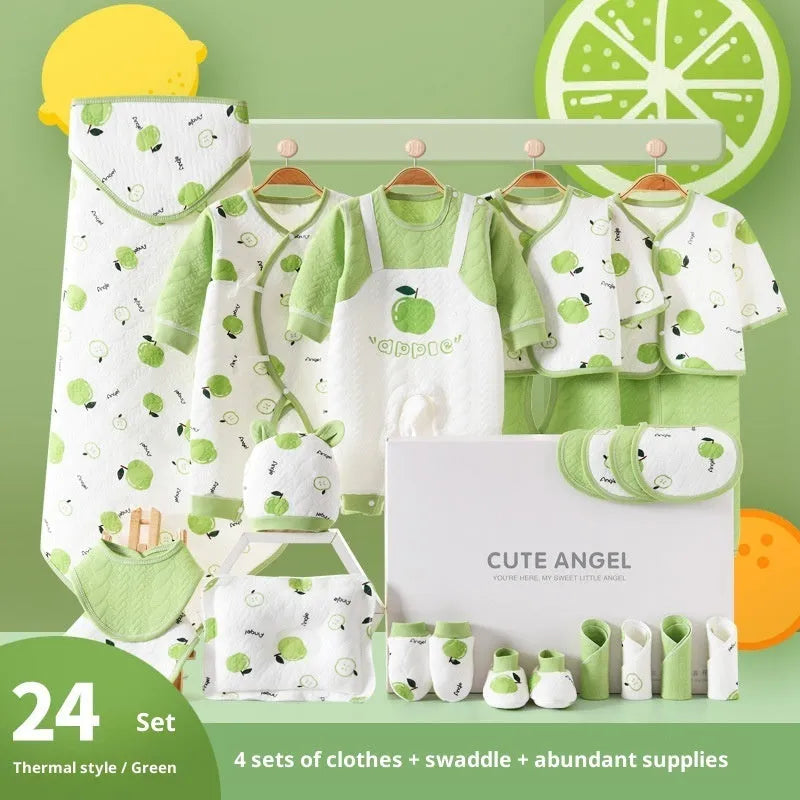 Baby pure cotton gift set with orange apple cherry colour options for newborns