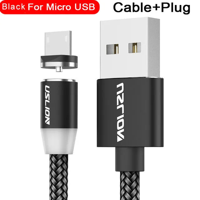 USLION circular magnetic charging cable with aluminium alloy housing and LED indicator