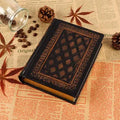 Imitation leather notebook in black gold colour with sketch paper pages, compact 12.3x17cm size